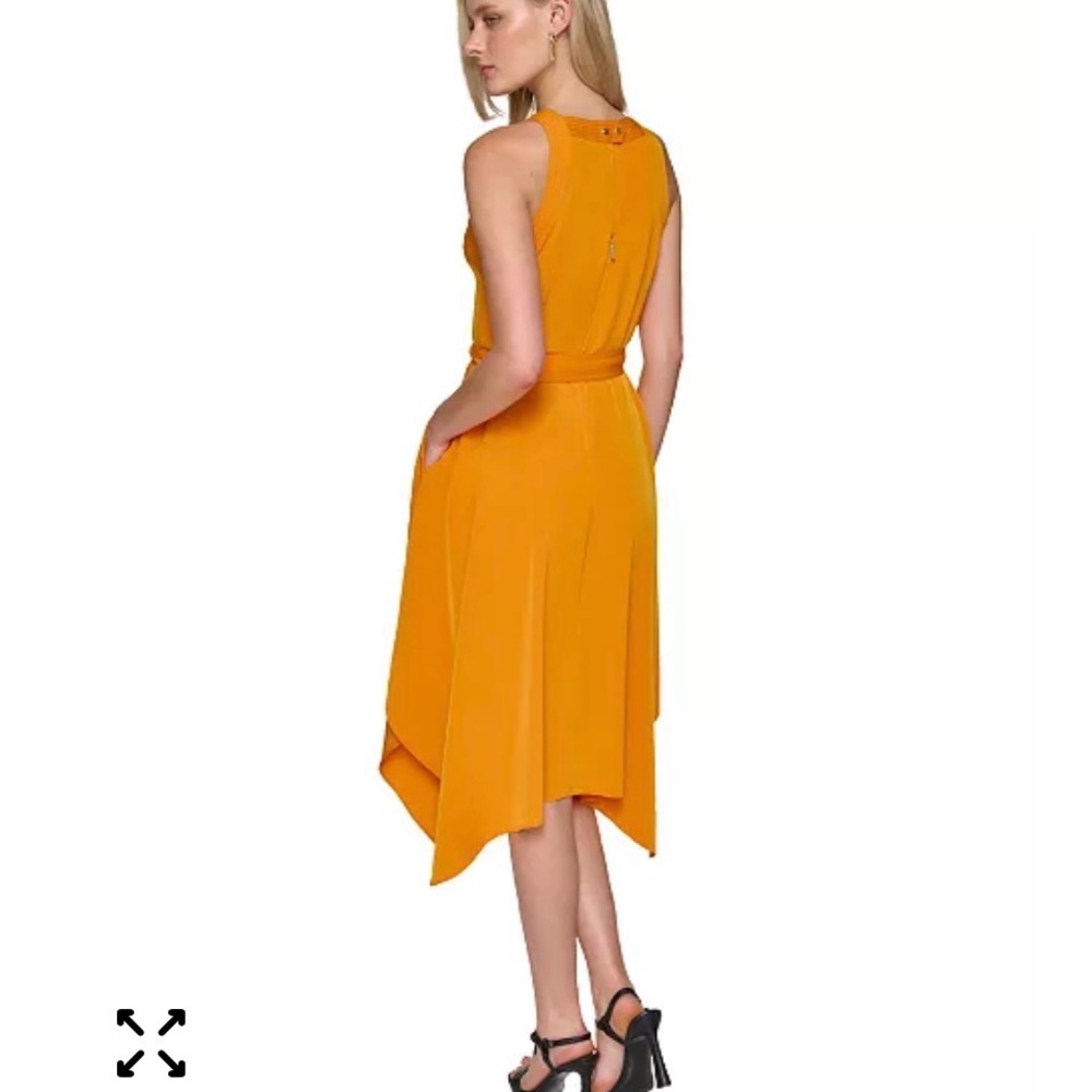 Karl Lagerfeld Paris Women's Belted Asymmetric-Hem Dress 12 NWT - Picture 2 of 8
